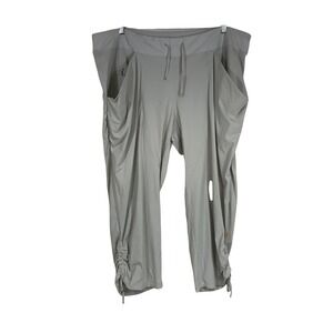 Lucy Get Going Capri Pants Women 3X Gray Ruched Adjustable Hem Activewear Pocket